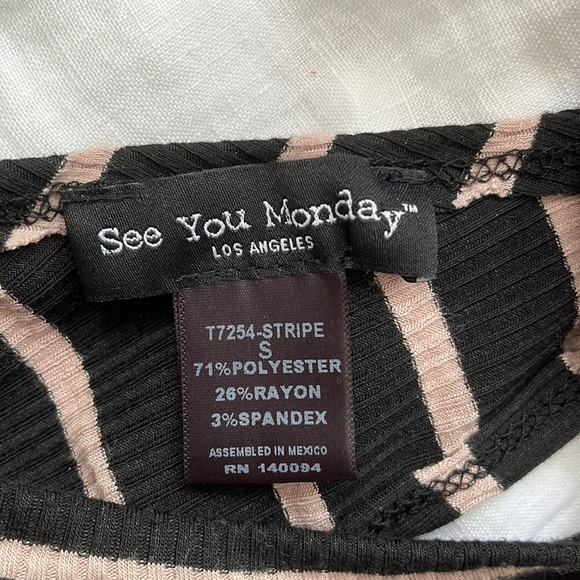 Black and Tan Striped Tank Top S - Picture 3 of 3